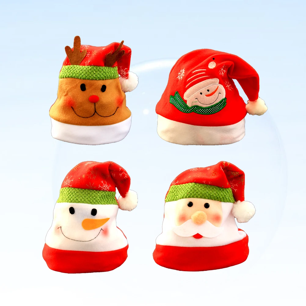 

4pcs Cartoon Christmas Hat Brim Santa Hat Headdress Party Favors Decorations for Kids Adult (Assort Pattern)