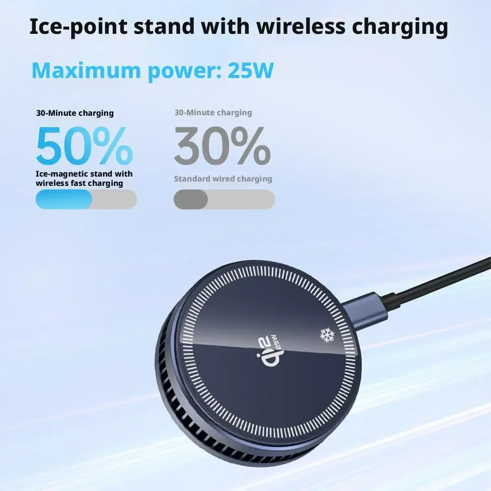 25W Magnetic Wireless Charger Phone Cooler Active Refrigeration Radiator Magnet Fast Charging Stand For iPhone Xiaomi