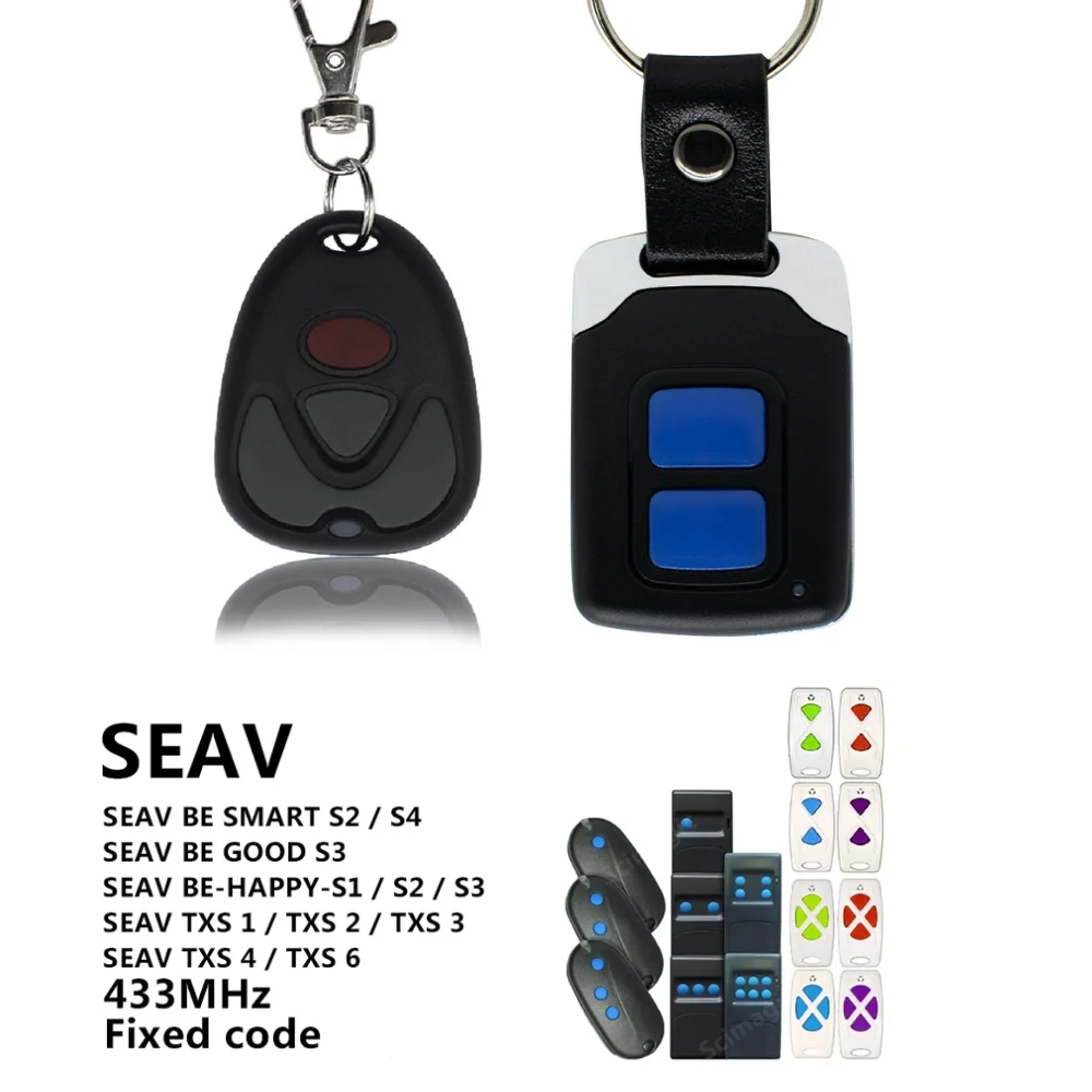 

433MHz Garage Gate Clone Remote Control For SEAV BE SMART S2/S4 GOOD S3 TXS 1/2/4 BE-HAPPY-S1/S2/S3 433.92mhz Fixed Code Opener
