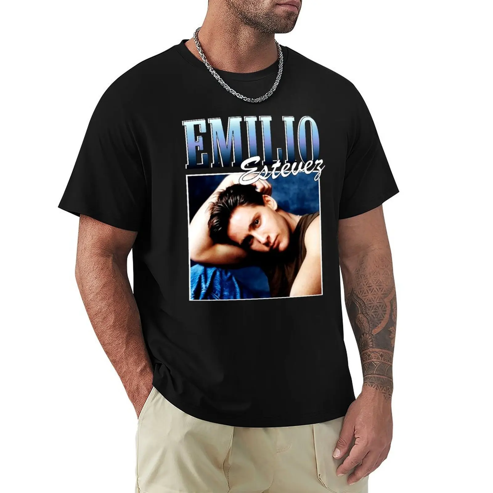 Camiseta Emilio-Estevez-Brat-Pack con estampado novedoso, camiseta informal