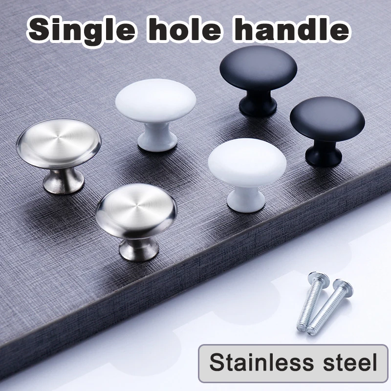 2/4/8 Set  European Mushroom  Single Hole Handle Modern Simple Wardrobe Cabinet Round Stainless Steel Drawer Home Accessories