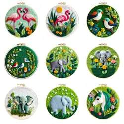 Flamingo Wool Felt Painting For Adults Needle Felt Starter Kits Needle Felting Kit Beginner With Picture Frame Wool Felt Needle