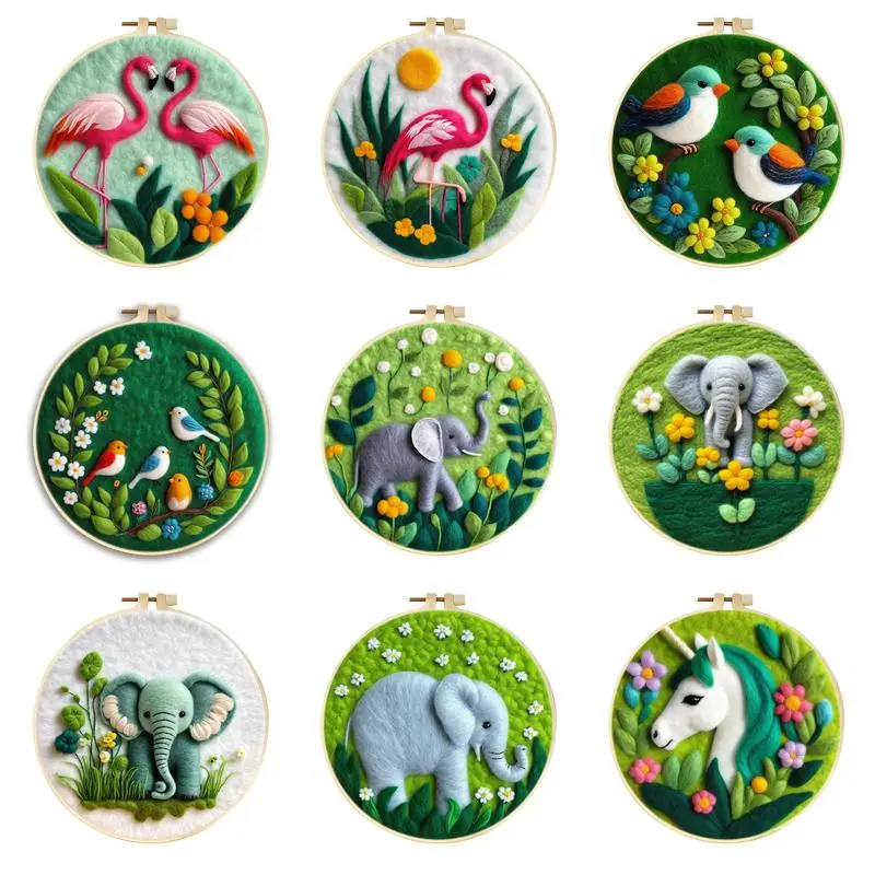 Flamingo Wool Felt Painting For Adults Needle Felt Starter Kits Needle Felting Kit Beginner With Picture Frame Wool Felt Needle