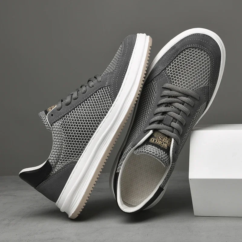 

Fashion Comfortable Mens Sneakers Summer Breathable Mesh Shoes Hollow Soft Non-slip Man Skateboard Footwear Outdoor Casual Shoes
