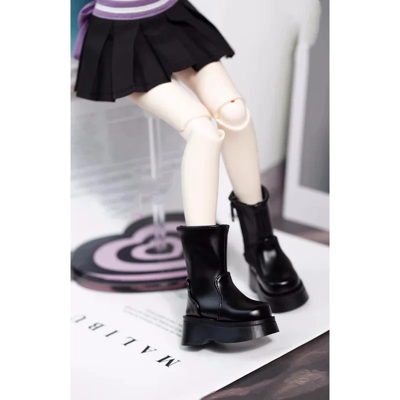 Chaussures de poupée BJD adaptées aux bottes à plateforme à talons hauts peintes noires de taille 1/4, chaussures épaisses, accessoires de poupée