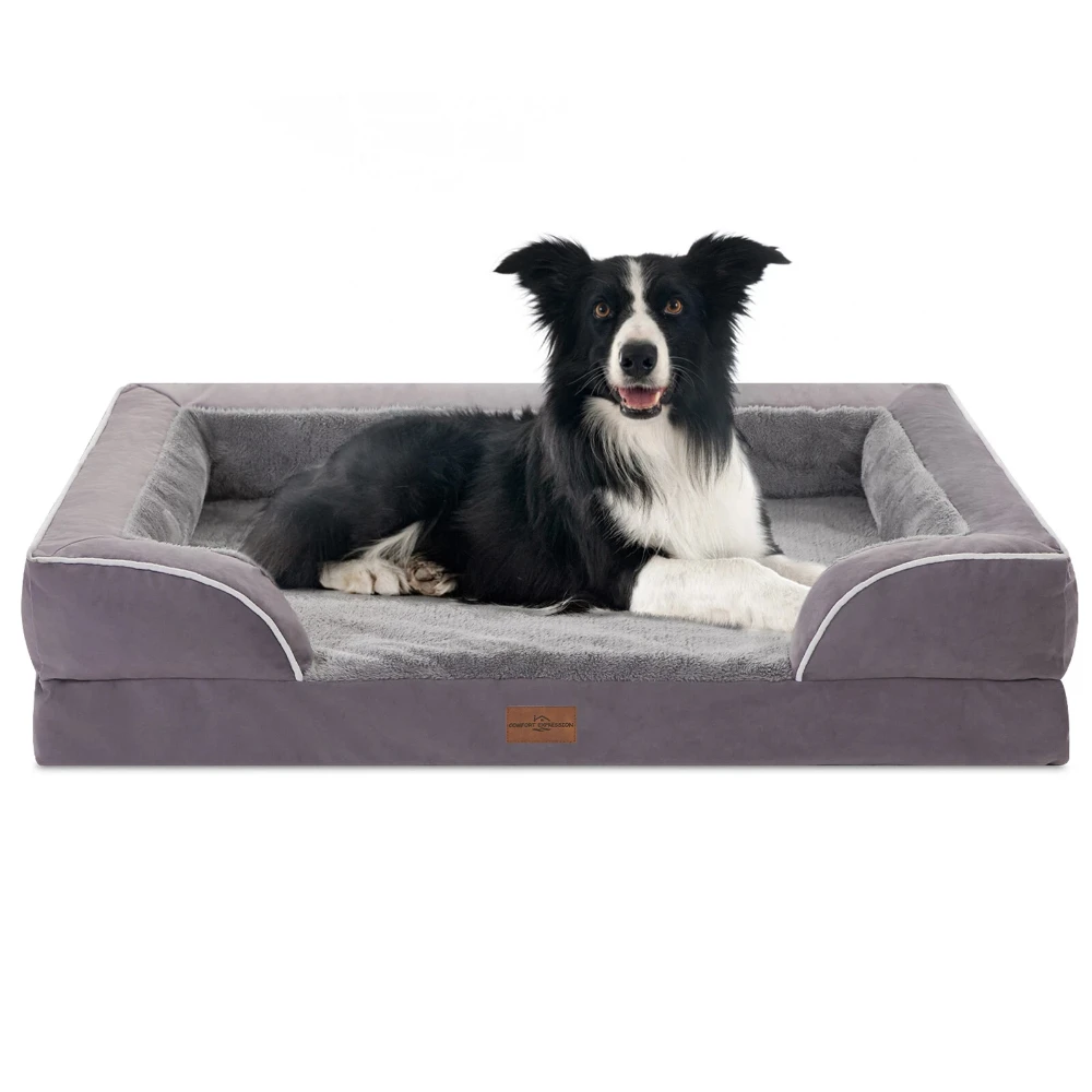 Comfort Expression Orthopedic Dog Bed Waterproof Egg Crate Foam Sofa Bed Washable Cover Purple