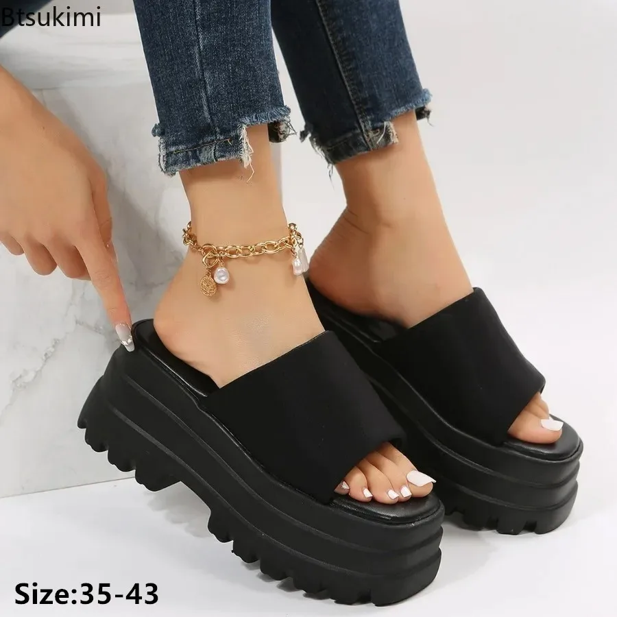 

New 2024 Women's Fashion Platform Sandals Spring Autumn Wedges Slipper Sandals Shoes for Ladies Thick Bottom Large Size Slippers