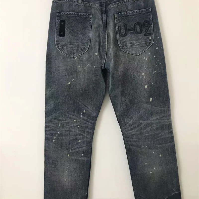 Unit Nie 9 Men's Pure Cotton Denim Long Pants Patchwork Spattered Earthen Red Ear Repair Workwear Spring 2025 Collection