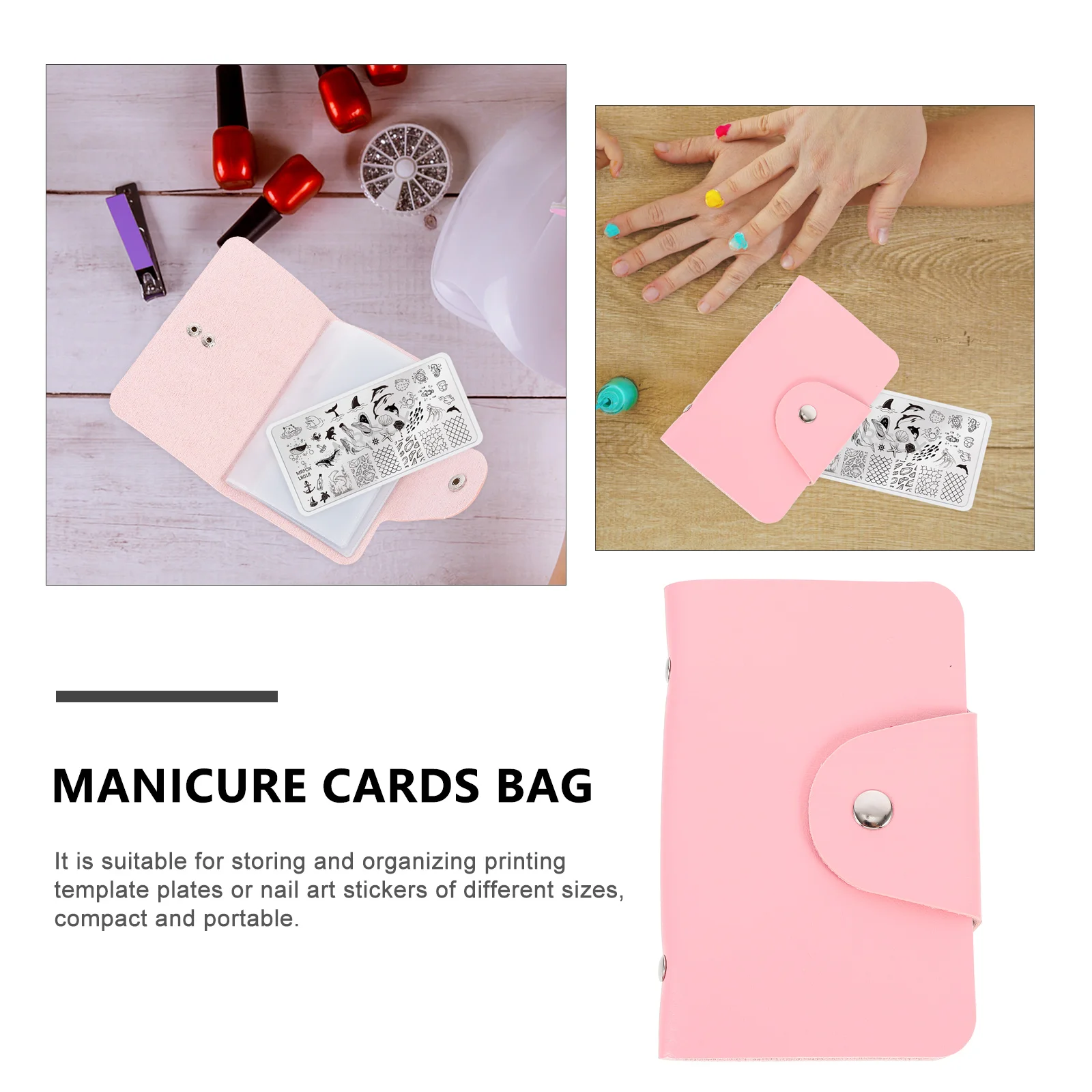 

Nail Art Stencil Card Holder Stamping Plate Organizer Printing Template Pouch Manicure Sleeve Pu Decor Kit Case