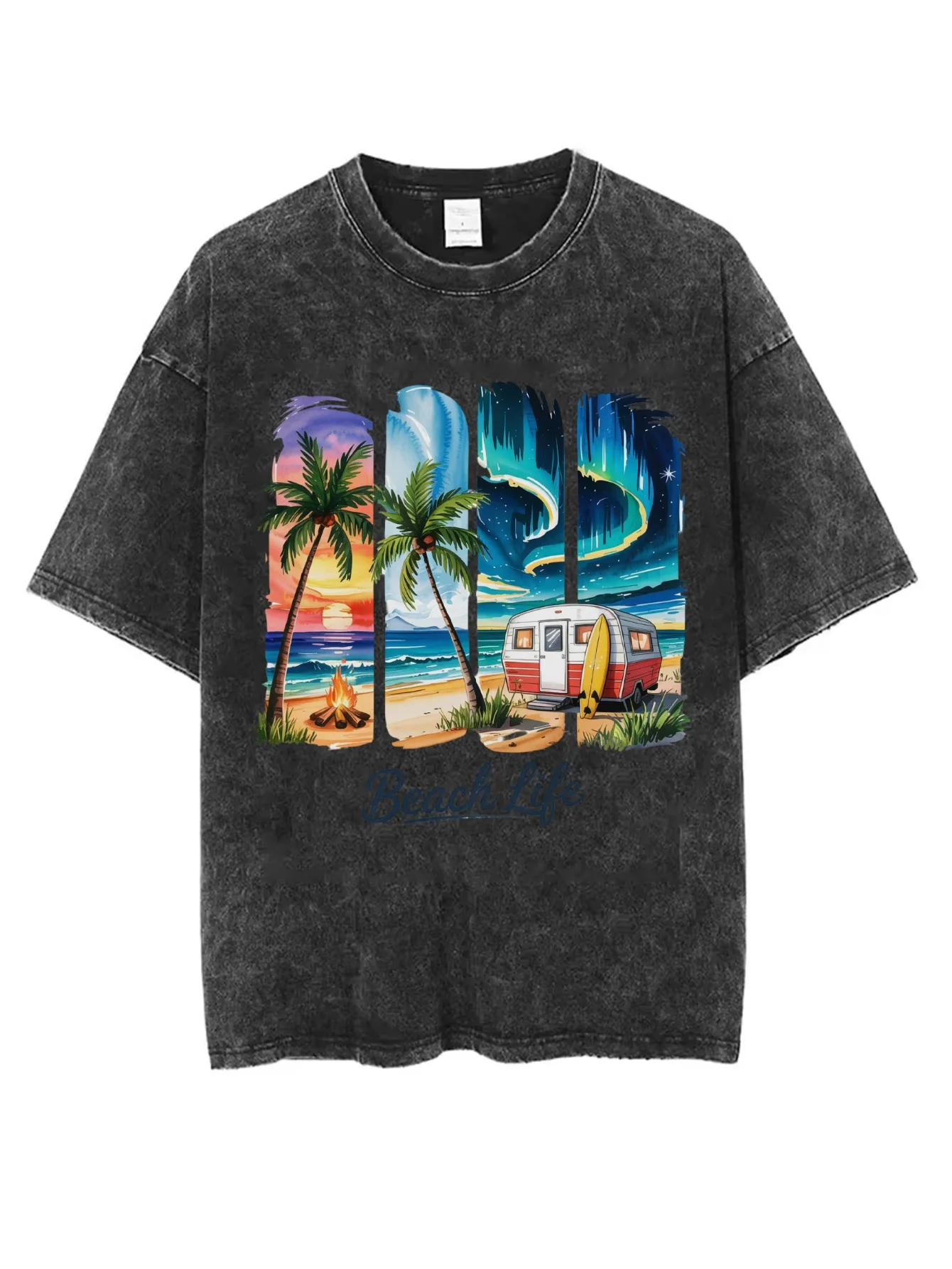 تي شيرت أسود مريح مغسول الأكثر مبيعًا، فضفاض مناسب بطباعة الهالوين ورقبة دائرية، ملابس شتوية غير رسمية للنساء والرجال