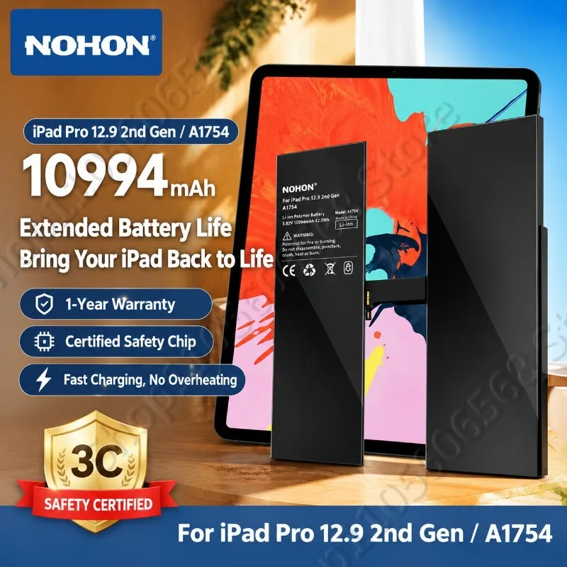 NOHON Battery for Apple iPad Pro 12.9 Inch 2nd Generation (2017) A1754 A1670 A1671 A1672 A1821 Tablet Bateria