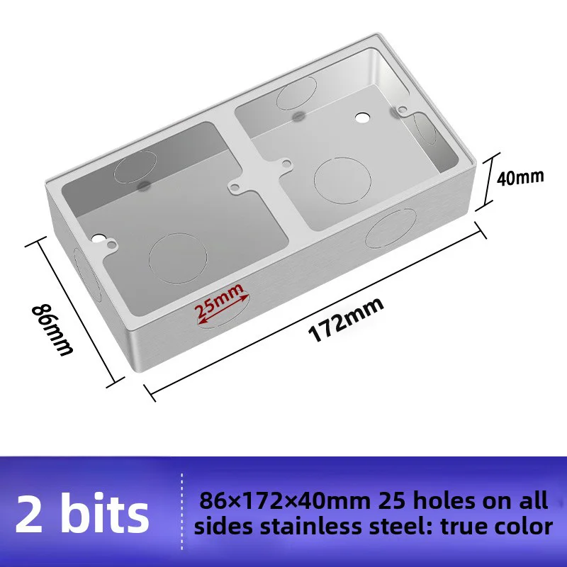 25mm Hole Stainless Steel Wire Button Box Surface Mount 86 Type Universal For Wall Switch Socket Junction Box