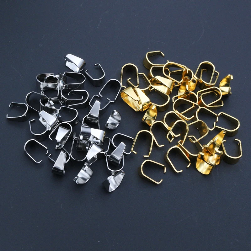 100 stücke Edelstahl vergoldet Anhänger Prise Kaution Verschlüsse Halskette Haken Clips Anschluss für DIY Schmuck machen Ergebnisse