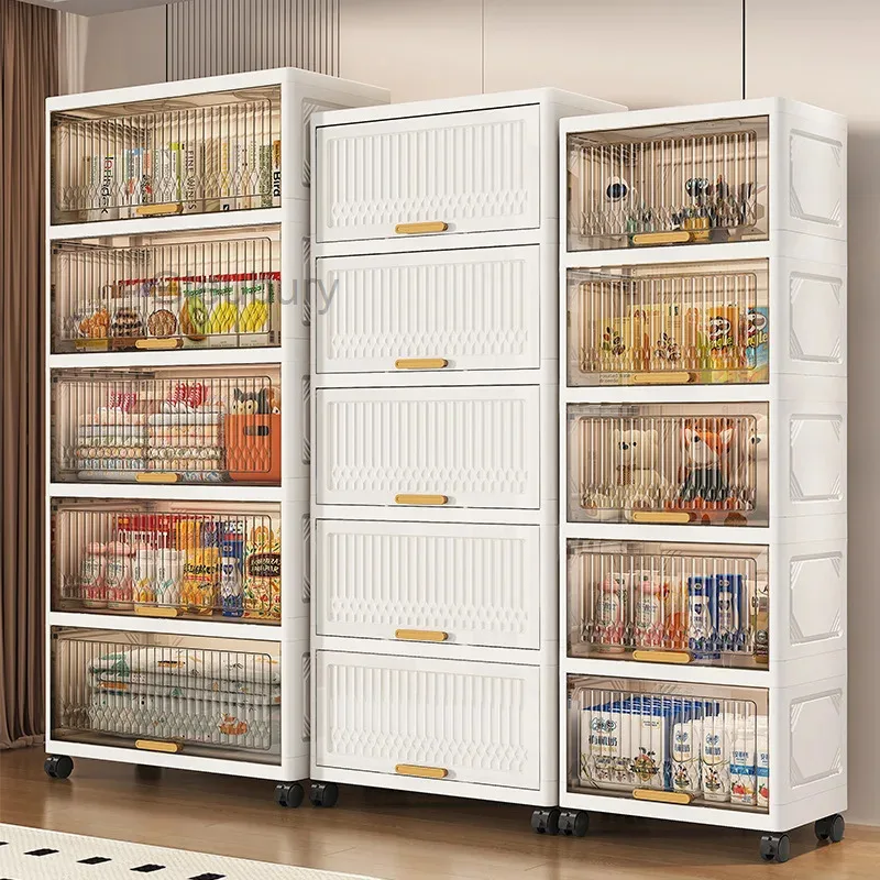 Home Folding Plastic Clothes Storage Cabinet,flip Cover,large Capacity,organizing and Storage,transparent Storage Cabinet