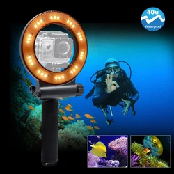 Mcoplus Diving Light Waterproof LED Video Ring Light Fill Night Light Diving Underwater Light for Gopro Hero 11 10 9 8 7 5 6 4 3