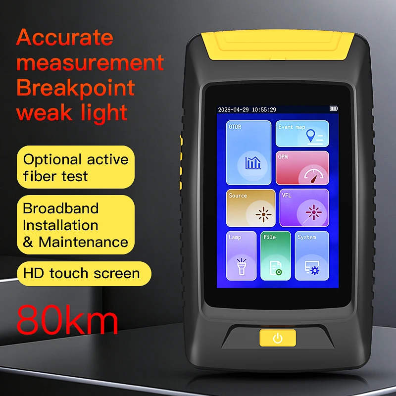 COMPTYCO KP100 OTDR Optical Fiber Testing Tool 80KM Optical Time Domain Reflectometer Fiber Optic Tester Built-in OPM and VFL