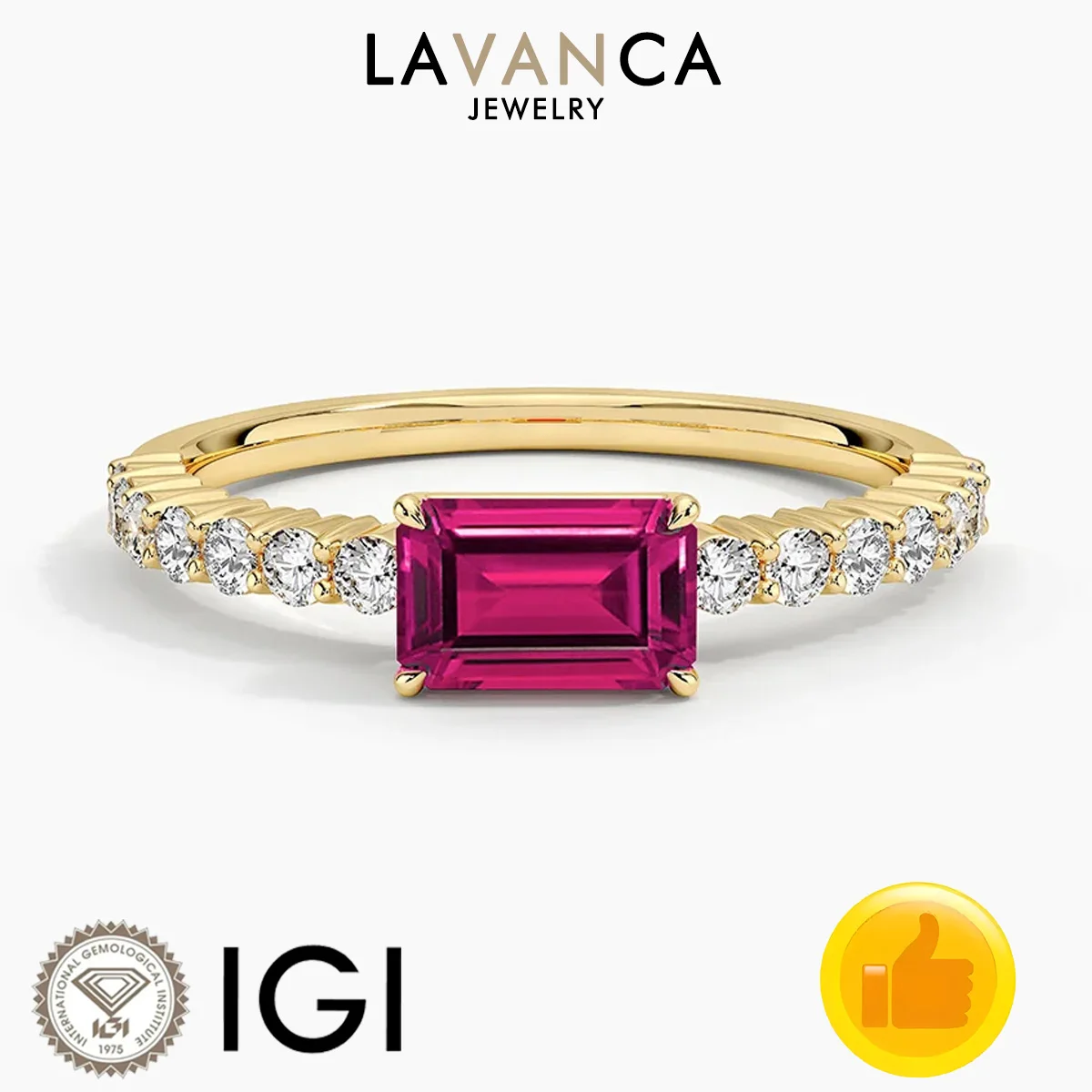 

Изумрудное кольцо с выращенным в лаборатории рубином, круглое кольцо с бриллиантом в лаборатории, 9K/14K/18K, желтое золото, кольцо с половиной вечности, ювелирные изделия, роскошное высокое качество