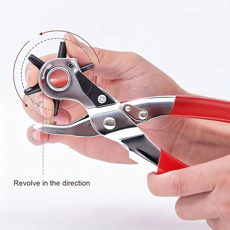 German Style A3 Carbon Steel Belt Hole Punch Pliers Multifunctional Leather Punching Tool for DIY Craft & Repair Handheld Tool