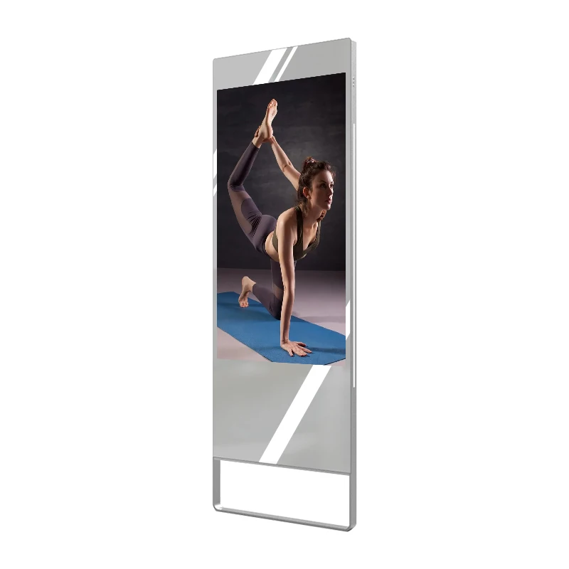 Smart Fitness Gym Mirror With 43 LCD Display LED Body Sensor For Bathroom Yoga & Sport Digital Signage