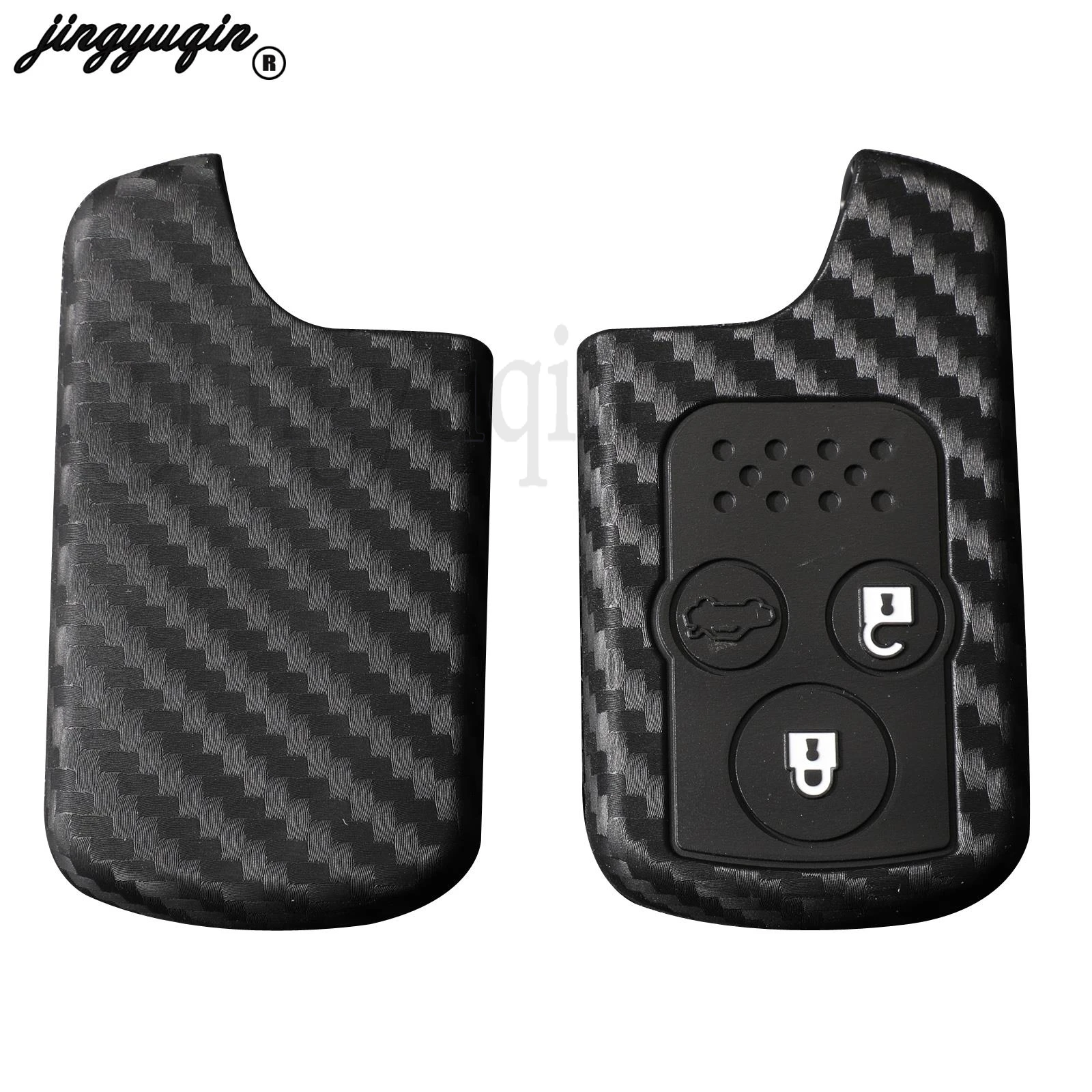 jingyuqin Silicone Carbon Fiber Car Key Case Cover Fob for Honda CRV 2012 2013 Crosstour 2010 Holder Remote Protect case