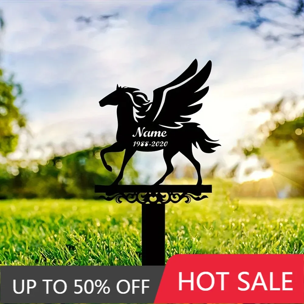 

Simple Ironwork Personalized Equine Memorial Garden Marker Antique - Style Metal Tribute For Horse Pet Loss Gift Durable Outdoor