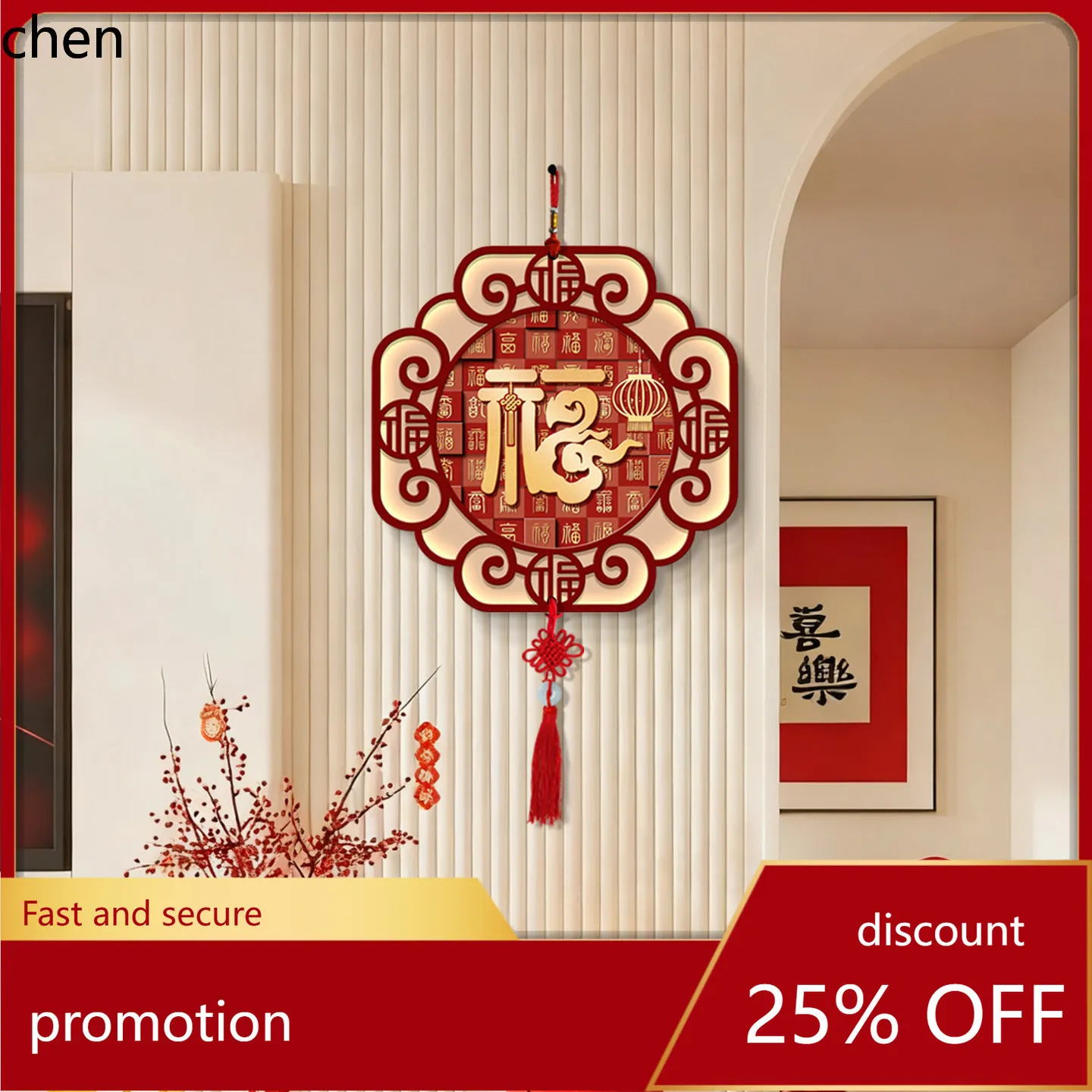 YFY  god of wealth chinese knot pendant restaurant wall home hanging painting  trend festive auspicious  good blessing ornament