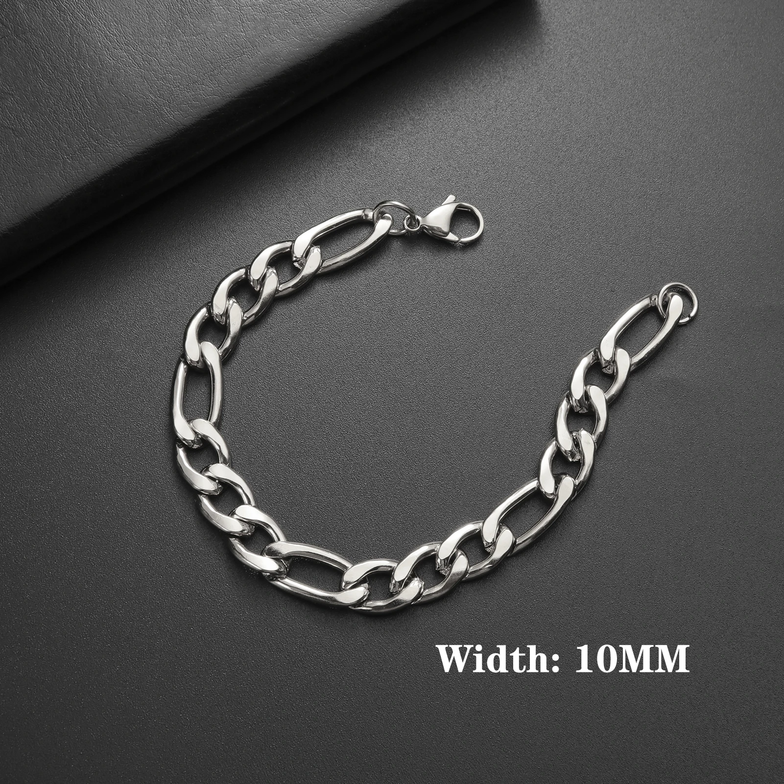 Lucktune Figaro-Kettenarmband für Männer und Frauen, Edelstahl, Breite 3–10 mm, Armbänder, Punk-Schmuck, Paar-Geschenk, Pulsera Hombre, Neu – Detail 30