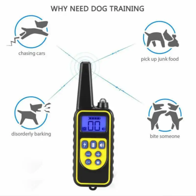 Electric Dog Training Collar Waterproof Pet Remote Control Rechargeable 800m Training Dogs Collars Anti Barking Device Teaching