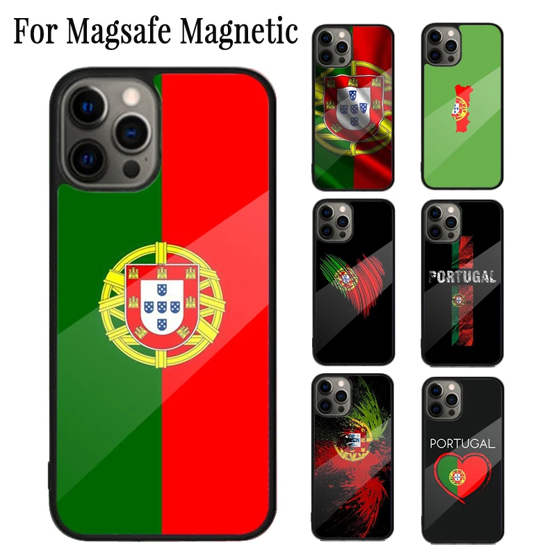 Portugal Flag Magnetic Phone Case Coque For iPhone 16 15 14 Plus 13 12 Mini 11 Pro Max Magsafe Wireless Charging Cover