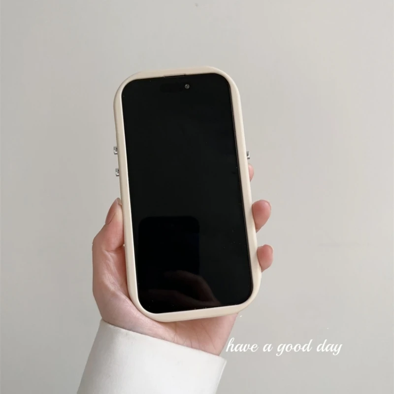 Korea Ins Kawaii Red Fruit Bracket Creative Phone Case For IPhone 15 14 13 12 11 Pro MAX XS XR X Cute Shockproof Back Cover