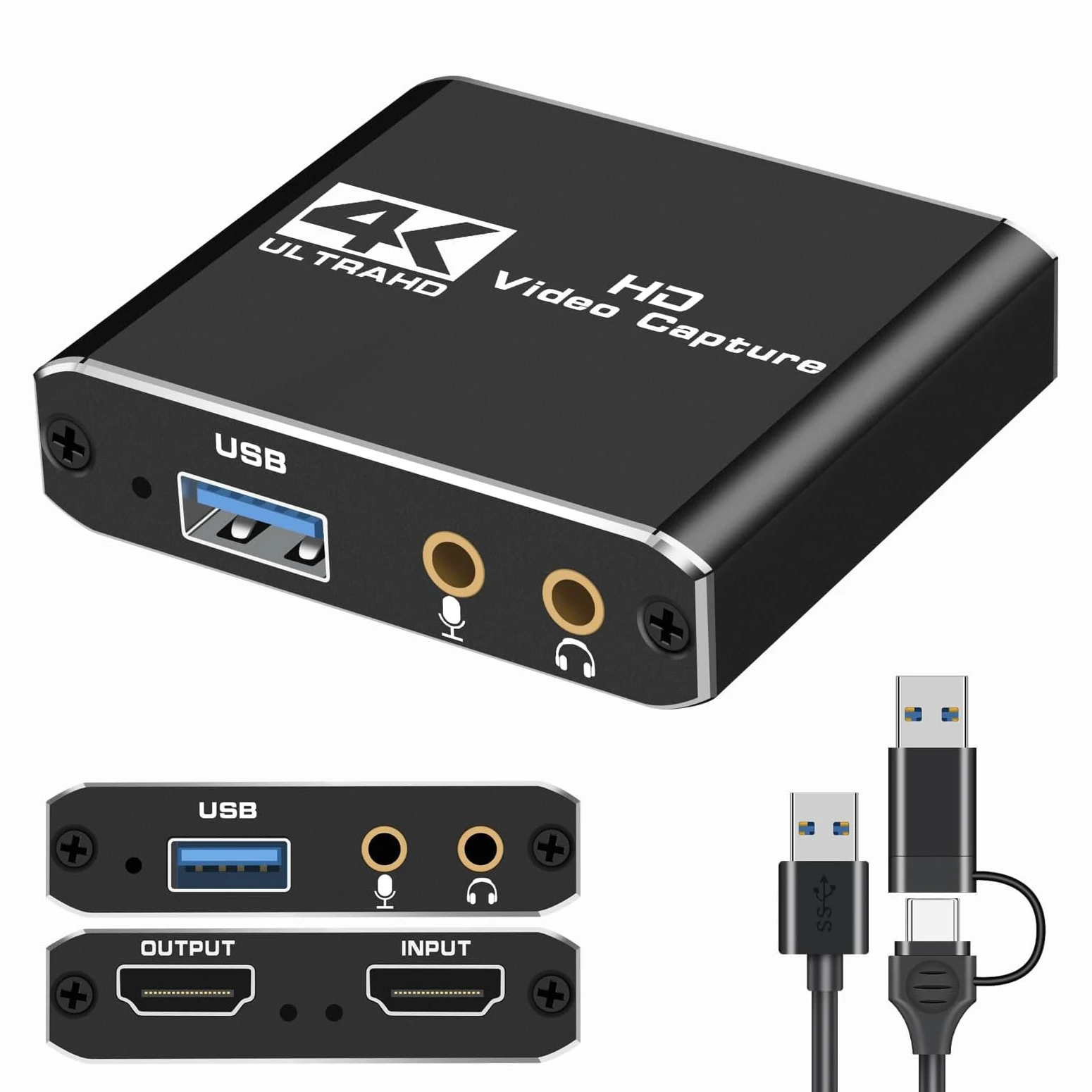 

USB 3.0 Capture Card with 4K HDMI-compatible Loop-Out 1080P@60Hz for PS5 PS4 PC Gaming/Live Streaming OBS Video Audio Recording