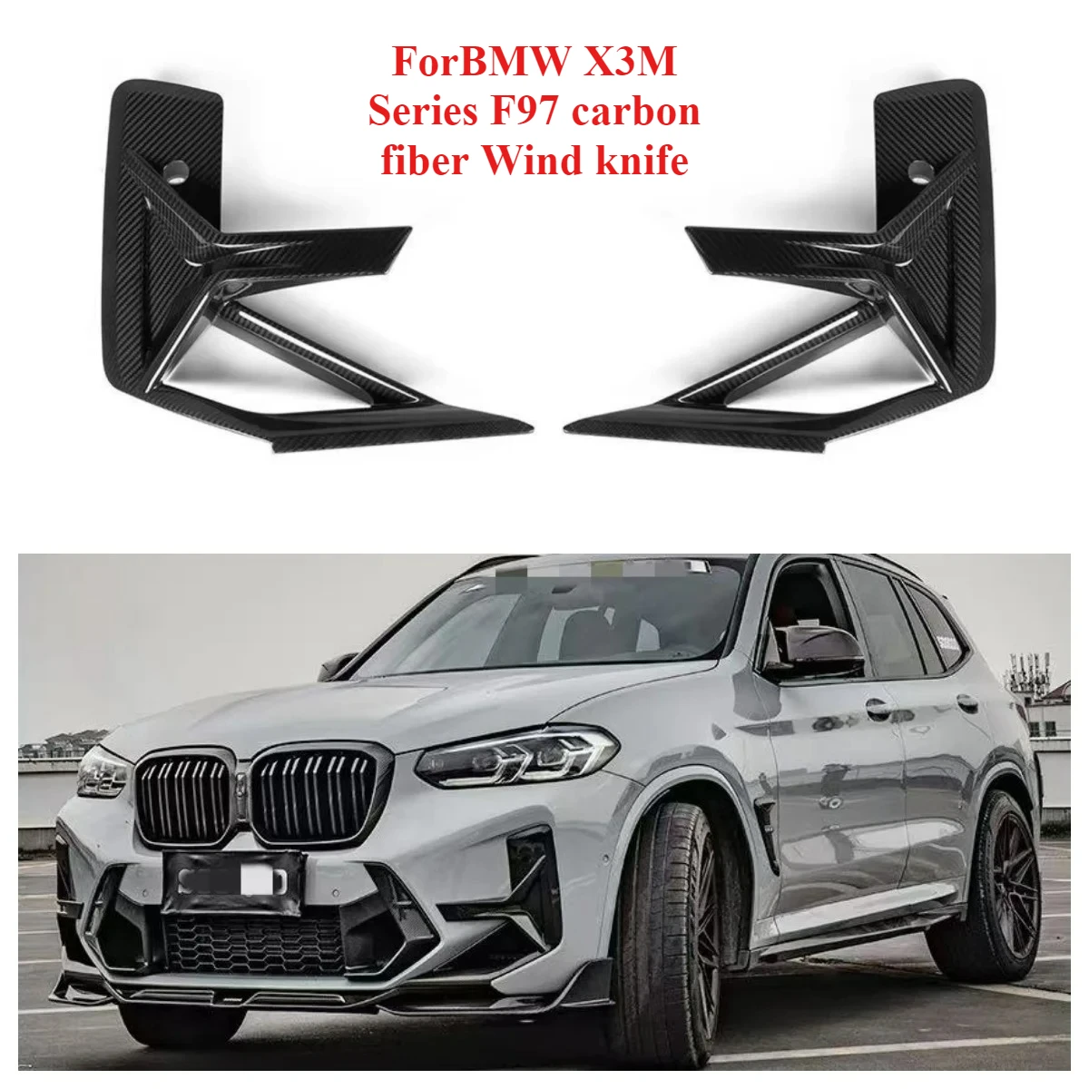

High Cost-effectiveness Suitable ForBMW X3M Series F97 Dry Carbon Fiber Front Bumper Side Wind Blade