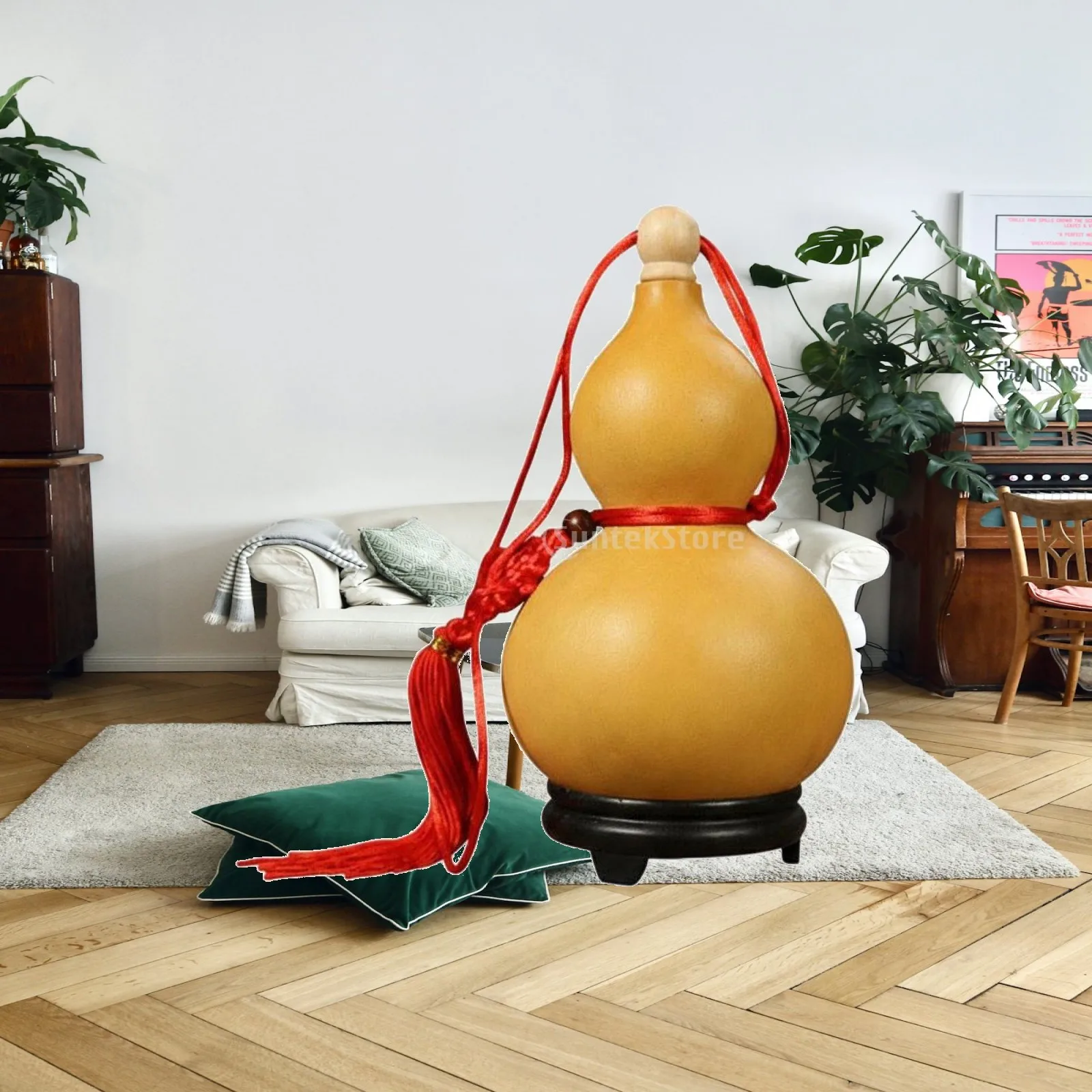 Natural Gourd Pendant Feng Shui Calabash Bottle Decor for Home Entryway Living Room Hanging Ornament Good Fortune Gift
