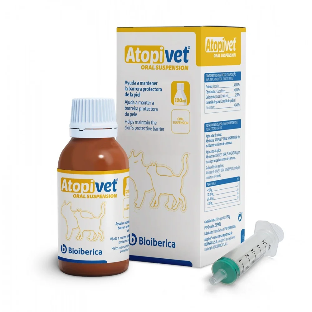 Atopivet suspension oral 120 ml suplemento dermatológico para perros y gatos BIOIBERICA