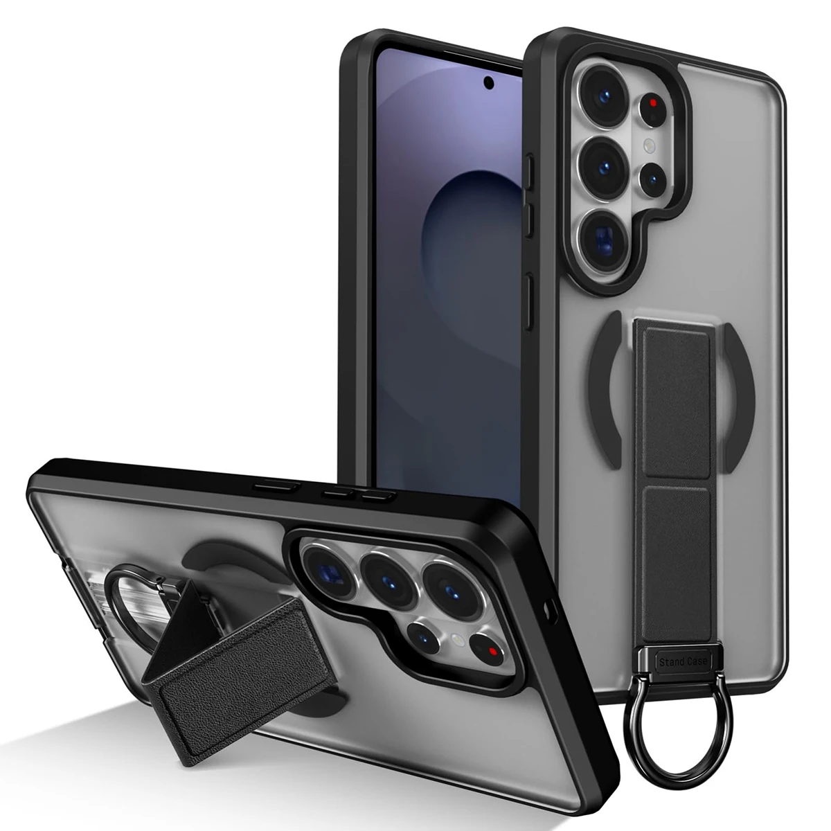 

for Samsung Galaxy S26 Ultra S26 Plus S26 Hidden Stand Metallic Finger Ring Military Grade Shockproof Translucent Matte Case