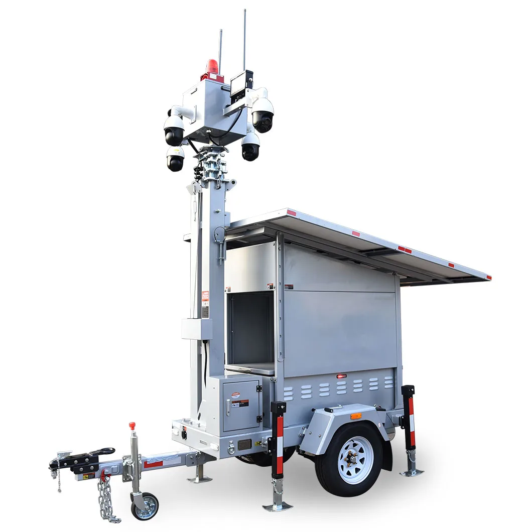 Solar Powered Outdoor Construction Solar Surveillance PTZ Camera Trailer Security Trailer