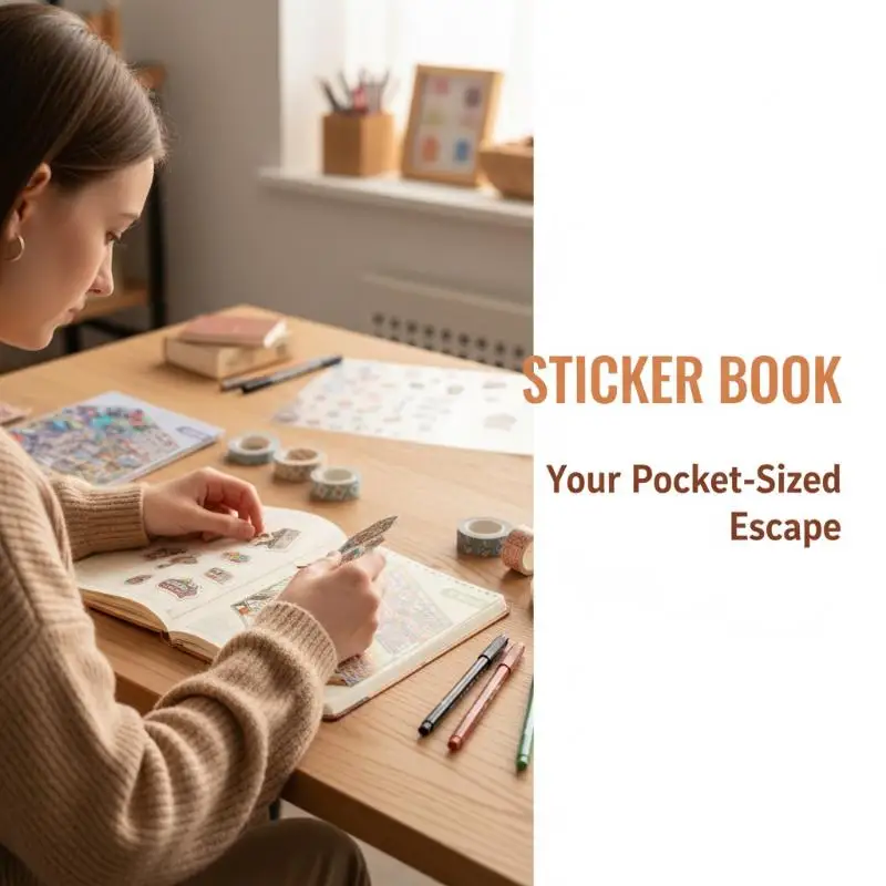 1 Book 3D Miniature Scene Sticker Book Stacking Coil Bound For Journal Scrapbooking Stress Relief Sticker DIY Decoration