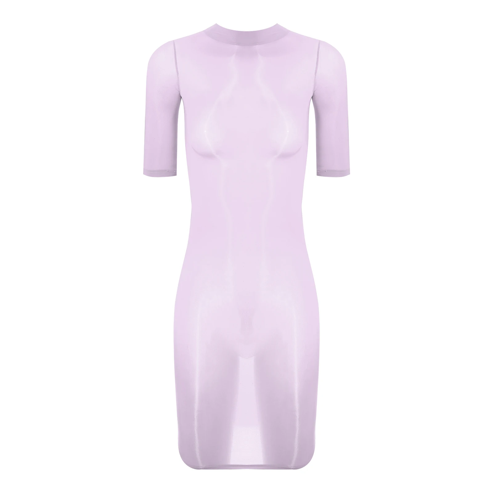 

Erotic Sexy Lingerie Womens Sheer See Through Dress Solid Color Sleeveless Halter High Stretchy Hip Wrap Bodycon Dresses