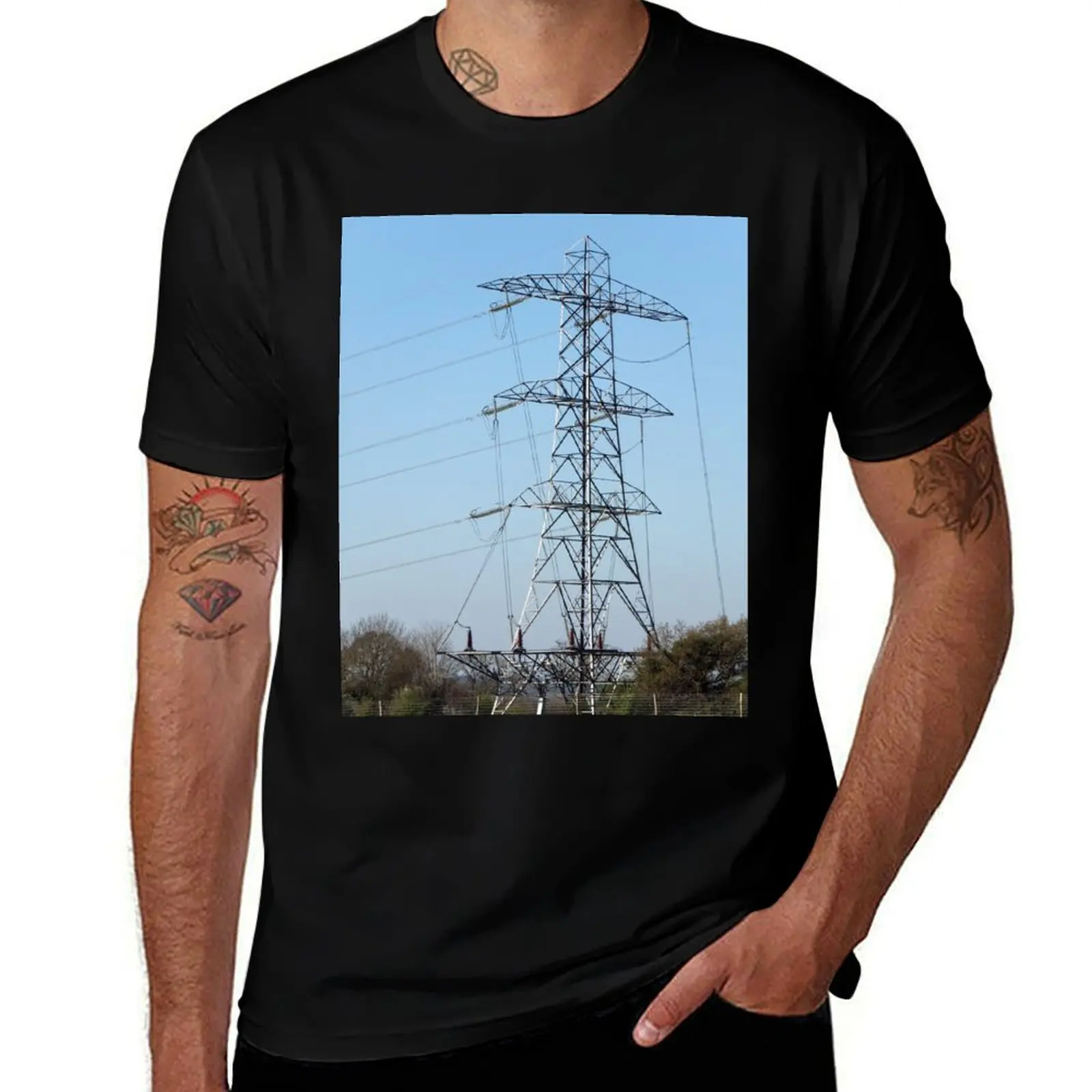 Electricity Pylon T-Shirt Fashion Letter Print T-Shirt