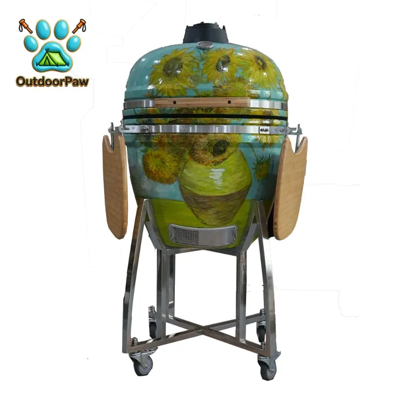 Auplex Komodo Smoke, Grill, Roast or Bake 23 Inch Extra Large Outdoor Kitchen Charcoal Barbecue Grill Kamado