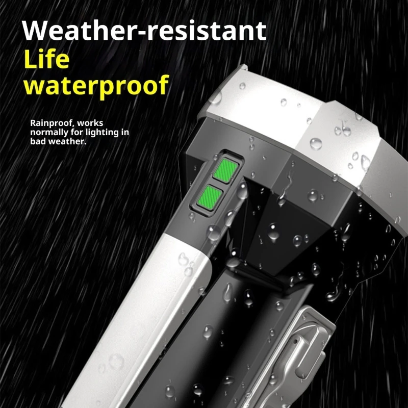 C7AB Multiple Power Flashlight Solar Hand Crank USB Recharges Side Light 4000mAh Long Run time Waterproof Survival