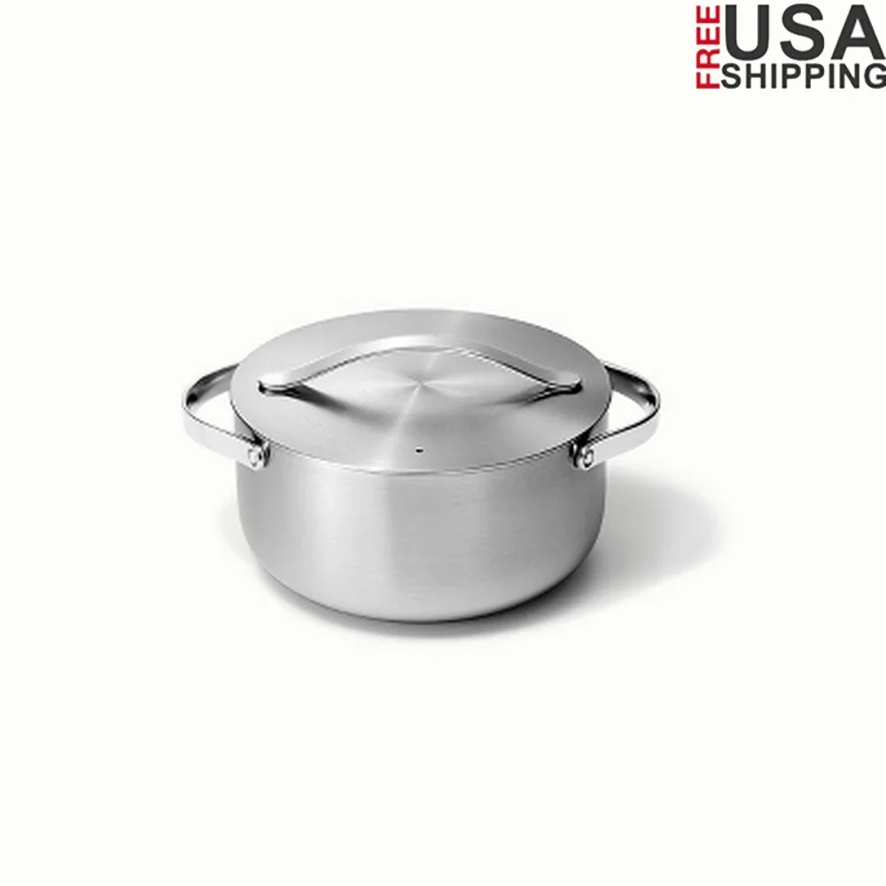 

6.5qt Stainless Steel Dutch Oven with Lid 5-Ply Construction Oven-Safe Durable Lightweight Cooking Pot Hand Wash Compatible with