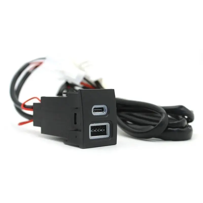 A01K-12V/24V Car Phone Socket Double QC3.0 Type-C PD USB Charging Port Power Adapter For VW Polo 9N 9N3 2004-2011 Car Pa