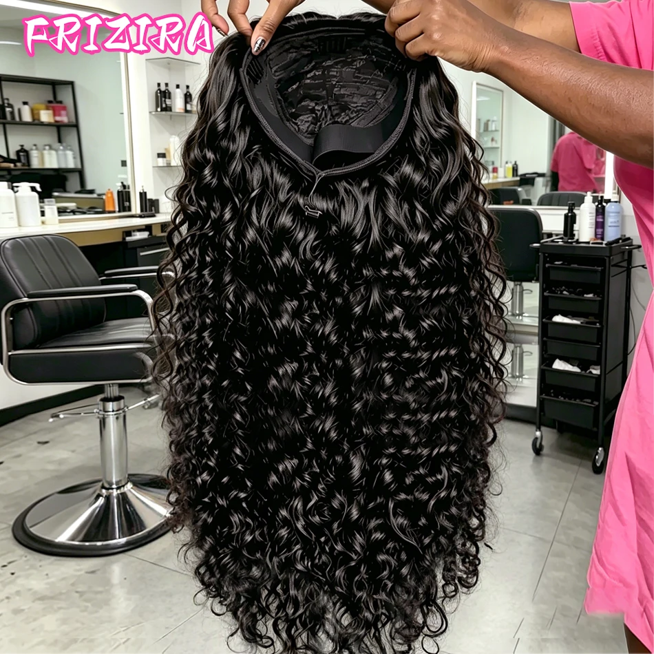 

﻿ Накладной парик из натуральных волос 250 Curly Deep Wave без клея, улучшенная модель 3-в-1, полупарик с завязками, бесшовный, с эффектом водной волны, на повязке-ободке