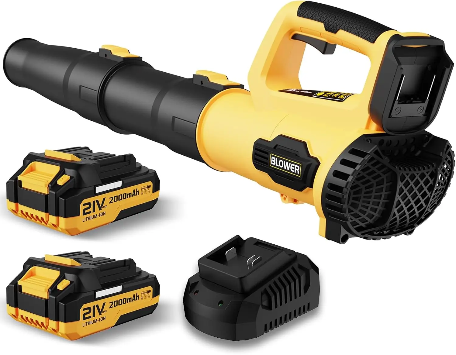 

21V Cordless Leaf Blower with 2 Batteries & Charger, Lightweight for Patio, Lawn Cleaning, Dust Removal