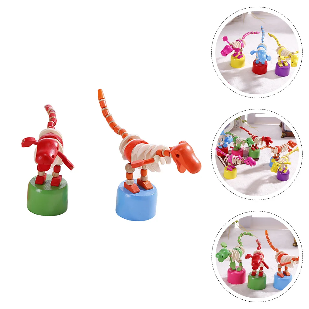 2 Pcs Dinosaur Rocking Toy Swinging Toys Wooden Dancing Cartoon Educational Animal Shaped Children Animals