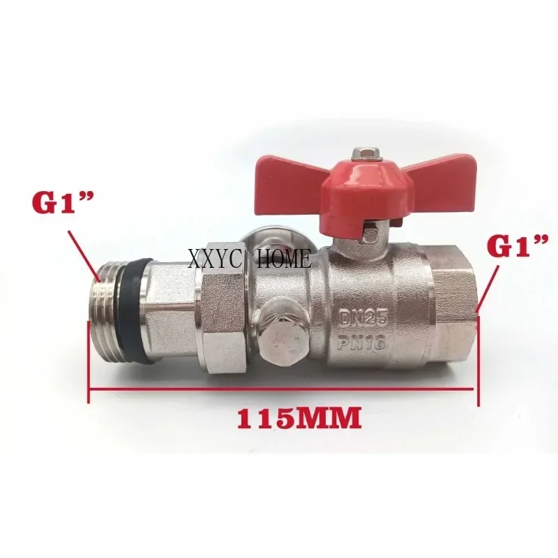 One Set / DN25 Brass Ball Valve with Thermometer 0~120℃ For Manifold Underfloor Heating System