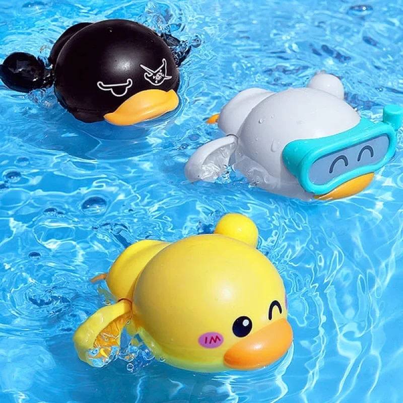 New Summer Bathroom Bath Shower Baby Clockwork Swimming Children Play Water Cute Little Duck Bathing Bathtub Toys For Kid Gifts