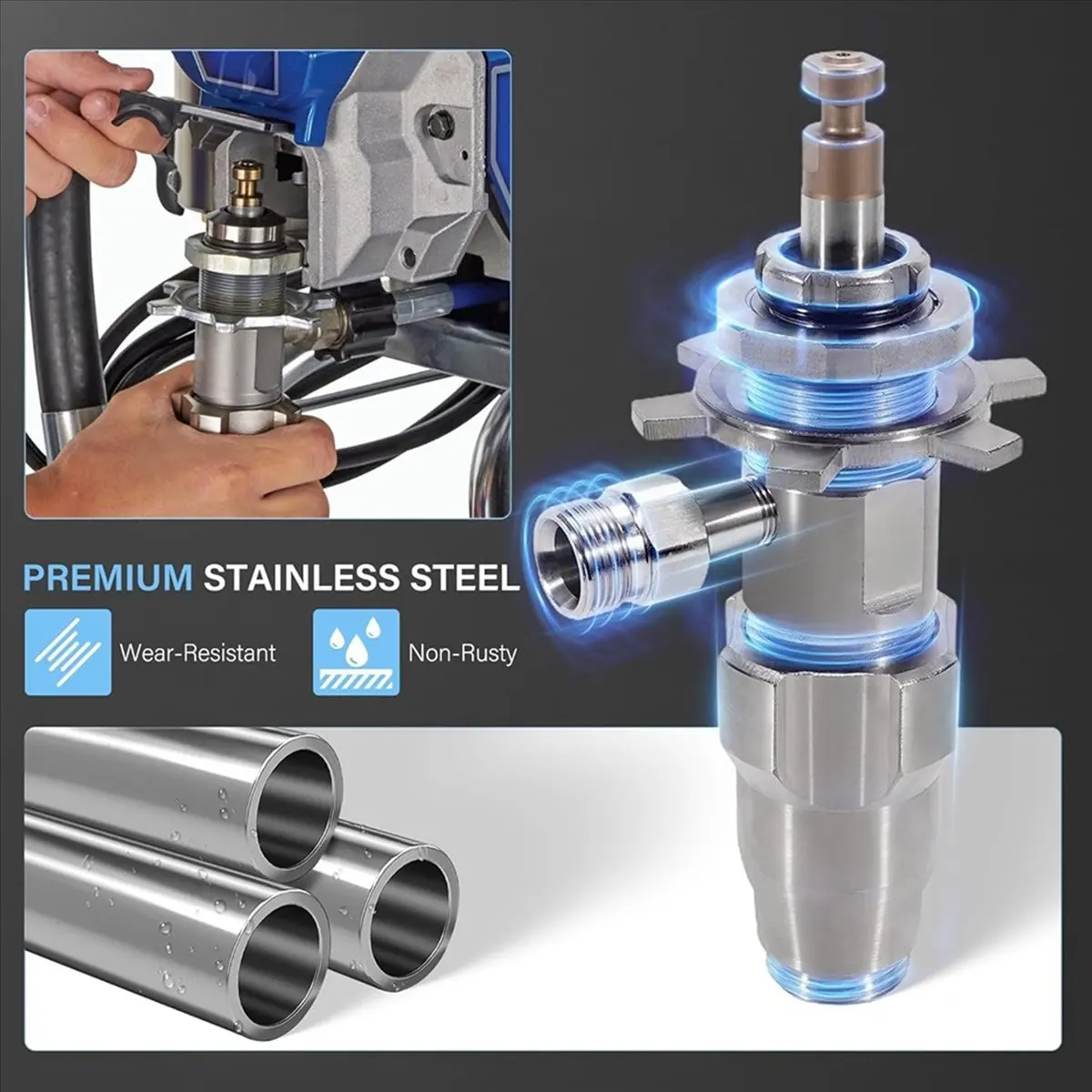 

Безвоздушная краска RANA, совместимая 210 ES 210 шт. 230 шт. 390 шт. 395 шт. 490 шт. 495 шт. 595 шт., 390 395 Детали насоса 17C487 17C721