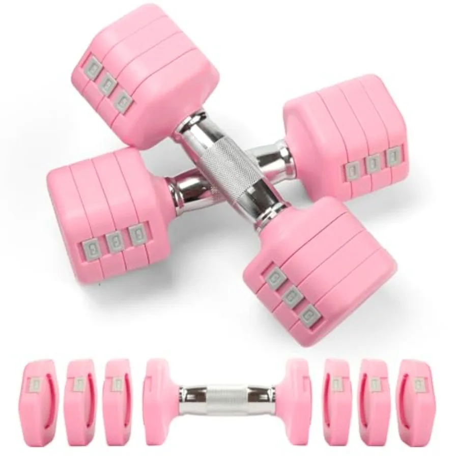 20LBS Adjustable Dumbbells Set 4 in 1 Free Weights Dumbbells Set 4lb 6lb 8lb 10lb with Metal Non Slip Handle Quick Change Women